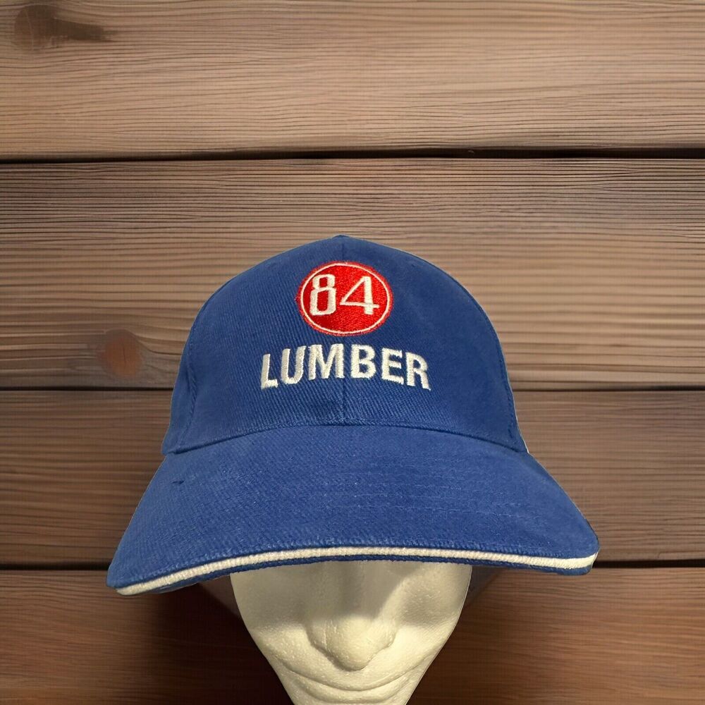 84 Lumber Blue Cotton Adjustable Strapback Baseball Cap Hat Construction Build